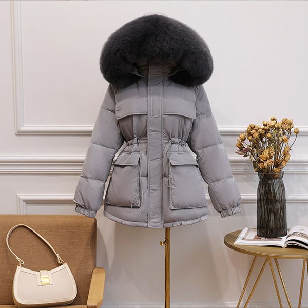 

winter has real woman on the neck of a wool coat