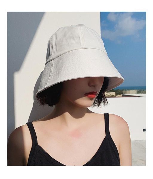 

new fashion bucket hat women's black white solid fisherman hat summer panama cap beach sun fishing boonie1, Blue;gray