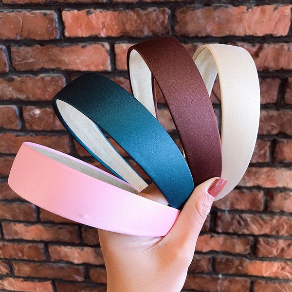 

1pc plastic fashion canvas wide headband band headwear bezel hair accessories for woman satin covered resin hairbands