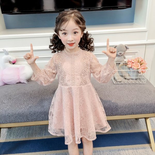 

mn8qi gw6059 gmwni new autumn 2019 korean dress children's girl's western style lace princess dress girl's princess, Black;gray
