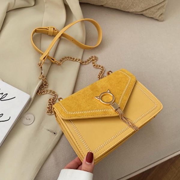 

ins chain small flap bags women shoulder bags fashion solid color tassel messenger casual pu crossbody bag chic handbags