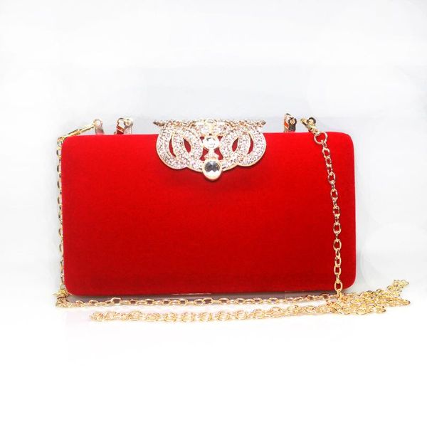 

new european and american diamond women's bag velvet bag large crown bridal evening clutch hair