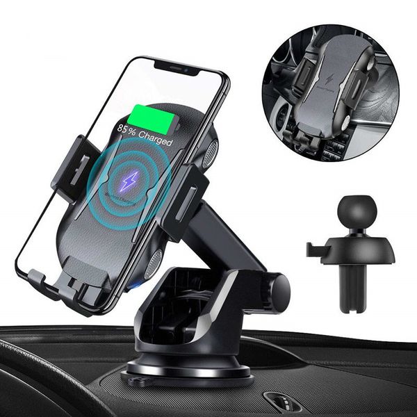 

car-charger 10w for iphone 11 pro xs air vent mobile phone holder infrared fast charging auto clamping qi car wireless charger