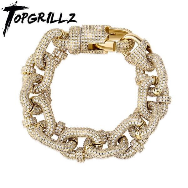 

link, chain rillz 17mm miami cuban bracelet micro pave iced out cubic zirconia men's hip hop fashion jewelry for gift, Black