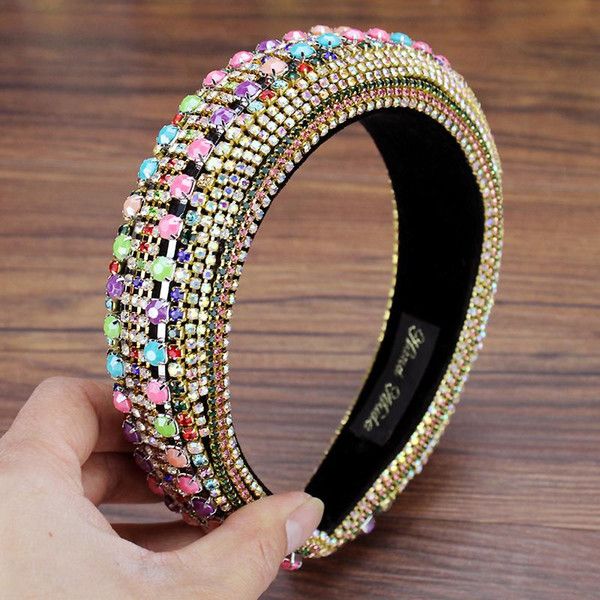 Grande luxo de cristal completo tiara hairbands lindos boêmio rhinestone headbands para novas mulheres cocar acessórios de cabelo de casamento