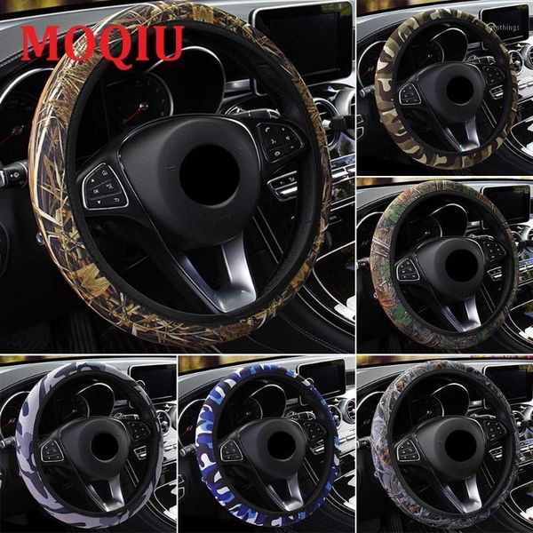 

fit most cars anti-slip sbr lycra camouflage cover diy steering wheel car steering wheel cover car styling interior accessories1
