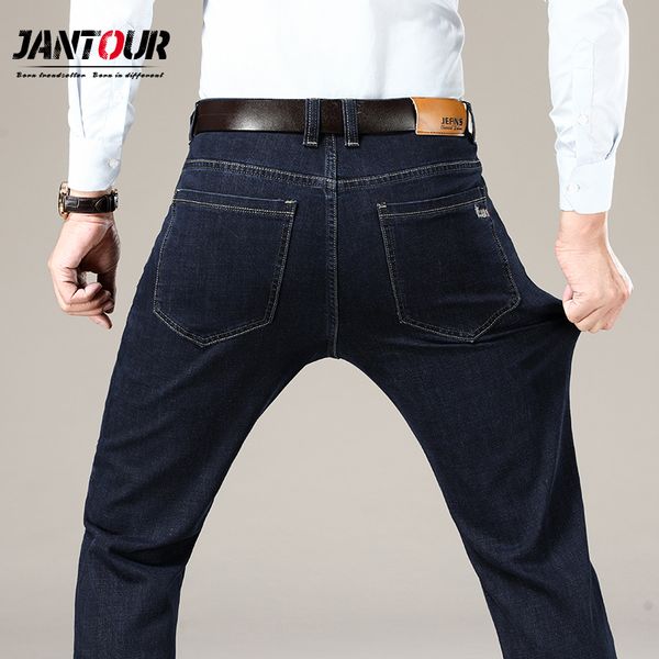 

2020 new men classic business jeans fashion solid color loose fit straight male trousers denim pants brand clothes size 44 46 q0105, Black;white