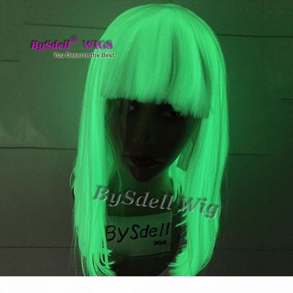

new arrival shoulder length hair wig synthetic lace front wig with fringe white color soft hair lace front wigs party wig, Black