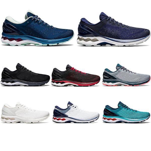 

новый гель kayano 27 мужские беговые обувь женщин тренер classic red mako blue peaoot techno cyan белые тренеры открытый подарок спортивные