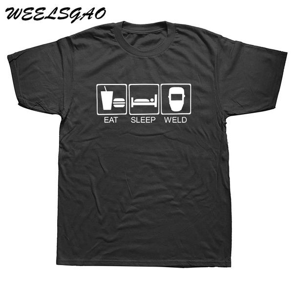 

men's t-shirt short sleeves male famous eat sleep weld custom t shirt printing sport hooded sweatshirt hoodie