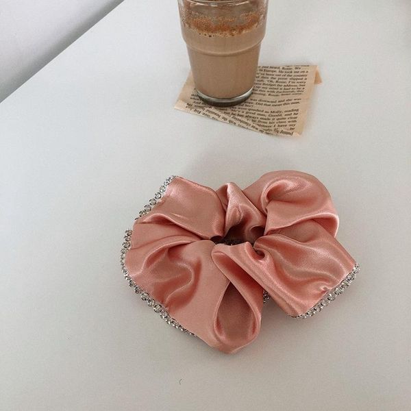 

aomu 2020 новый урожай сатин шелковый кристалл инкрустил большие жеренки эластичные усилители волос аксессуары для волос для женщин девушка, Golden;white