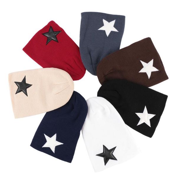 

beanie/skull caps women's pentacle star beanies hat spring plain woolen yarn beanie hip-hop warm hats for ladies, Blue;gray