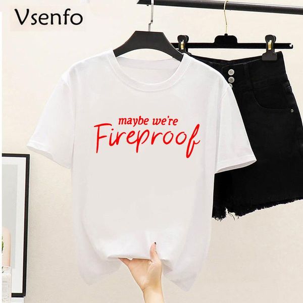 

one direction fireproof t-shirt women cotton short sleeve tshirt femme summer o-neck women's clothing inscriptions t-shirts plus, White