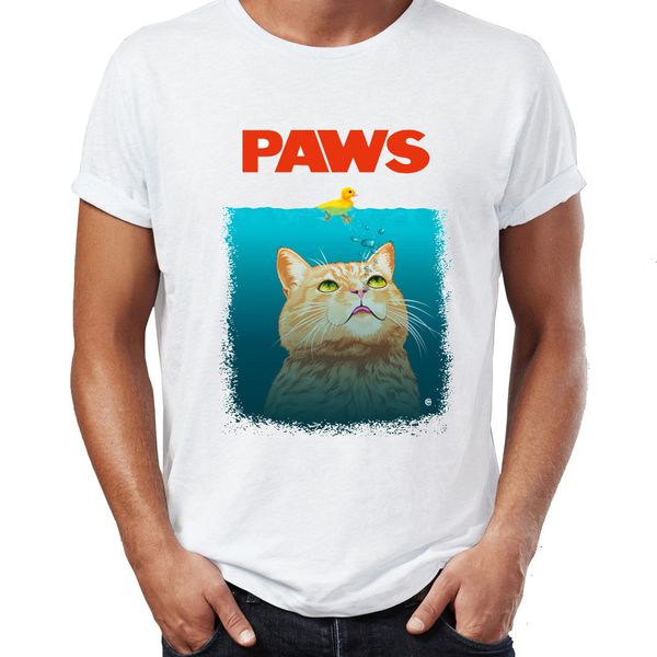 

men's t shirt paws jaws parody cat funny tee sport hooded sweatshirt hoodie