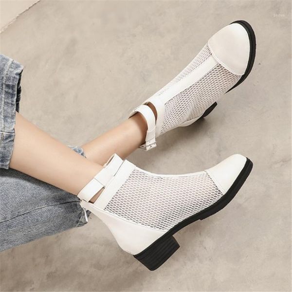 

boots european rome women spring summer mesh chunky med heels daily gladiator sandals lady shoes punk gothic pink white1, Black
