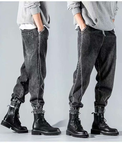 

jeans new autumn 2021 fashion brand harlan loose legged pants men's capris, Blue