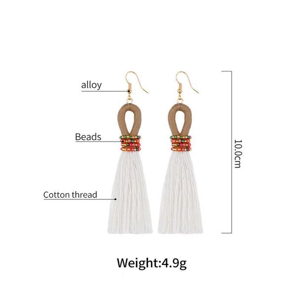 

1pair bohemia cotton thread tassel fringed earrings diy jewelry bag decorative accessories key chain craft beads tassels pendant h jllonq