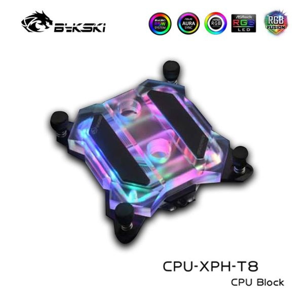 

fans & coolings bykski cpu water block acrylic transperant metal armor for intel lga 1366/115x/2011/2066 cooler rgb 5v copper cpu-xph-t8