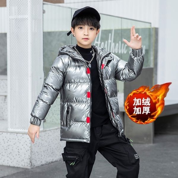 

balabala мальчиков вниз куртки с капюшоном хлопка ватник, средний и большой детский утолщенной корейский модный иностранный стиль, Blue;gray