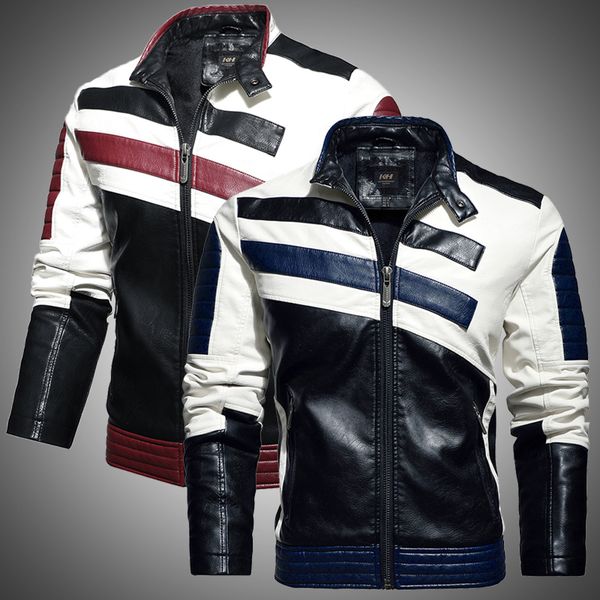 

men winter leather jackets casual coat mens fashion motorcycle jacket faux coats male fleece warm slim fit bomber outerwear 201120, Black