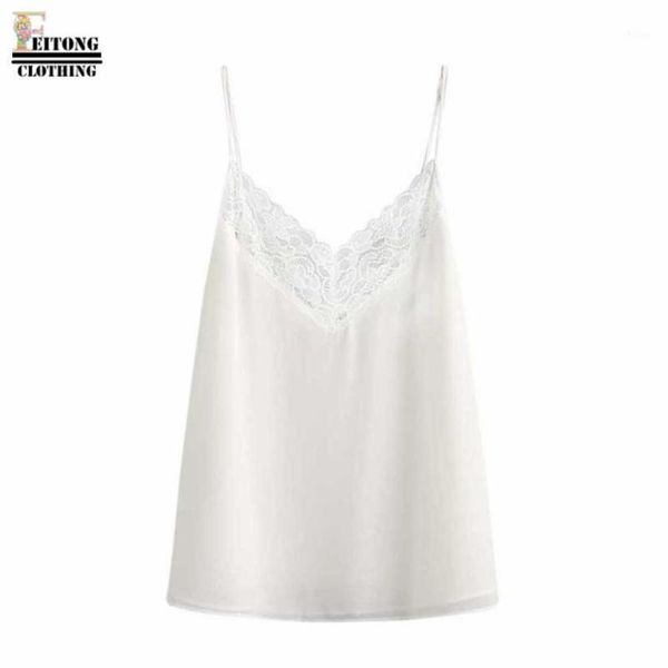 

feitong fashion summer women lace white casual sleeveless v-neck chiffon shirt blouse blouse women blusas mujer de moda 20191
