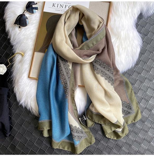 

new scarf women's cotton and linen shawl scarf for sping and small fresh color matching autumn winter warm, Blue;gray