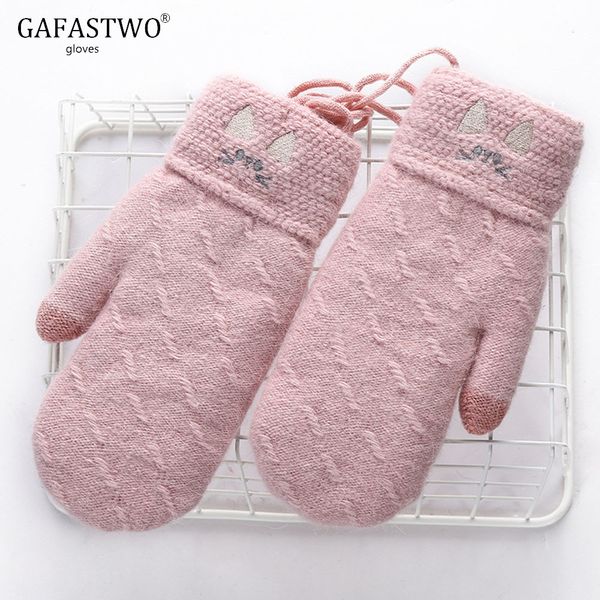 

зимняя шерсть вязать plus velvet теплый повелительниц ватки удобные мягкие перчатки, Blue;gray