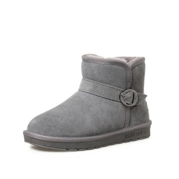 

2020 зимних женщины snow boots 100% подлинная натуральная кожи с мехом плюшевых ботильонов теплой женщиной обувью, Black