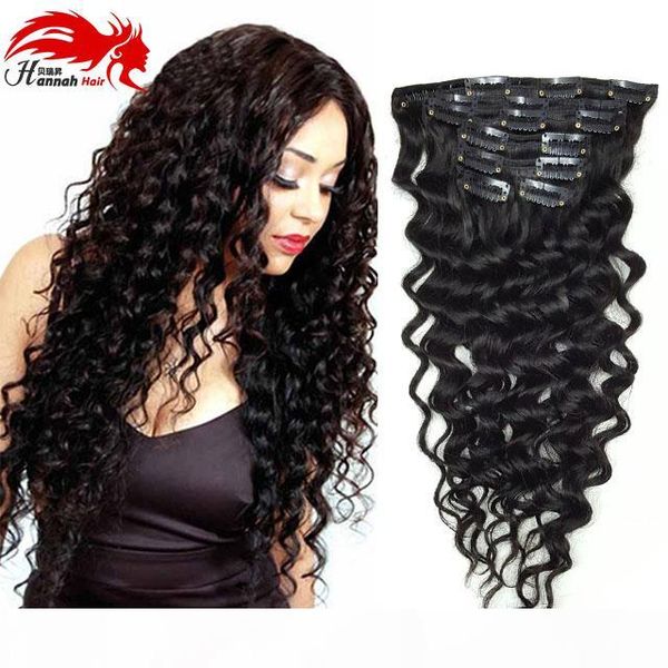 

deep curly human remy hair clip in extensions,brazilian hair clip in extension,7pcs set,10-26 inches in stock,color 1b brazilian hair, Black;brown
