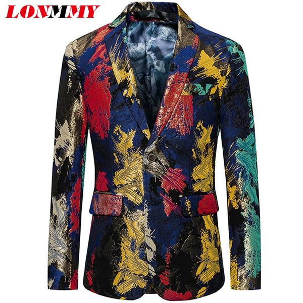 

lonmmy 4xl 5xl 6xl vintage flower men blazer slim fit two buttons wedding dress suit men casual autumn mens floral blazer spring, White;black