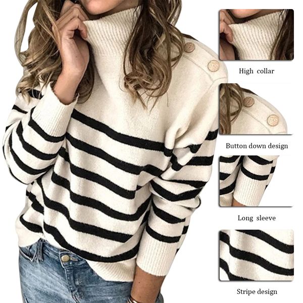 

cysincos turtleneck womens sweaters casual pullovers solid long sleeve korean knit sweater women winter plus size sweater, White;black