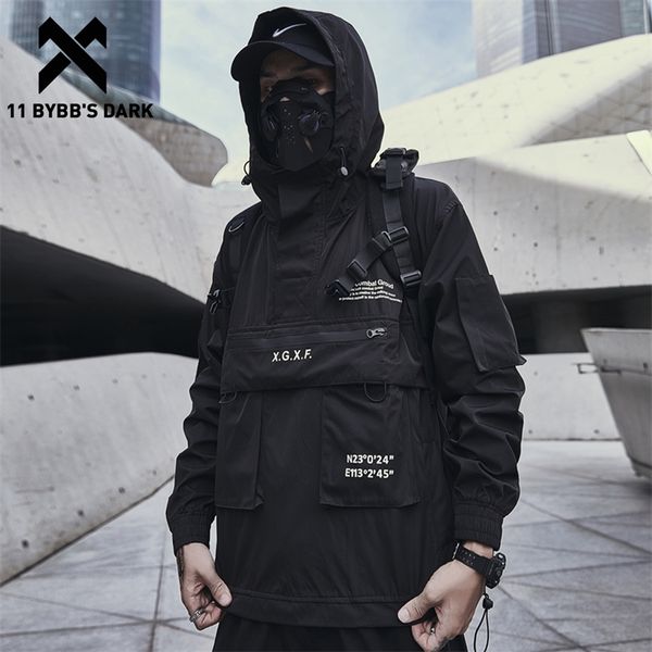 

11 bybb's dark dark cargo jackets coats streetwear tactical function pullover harajuku multi-pocket hoody windbreaker coats 201124, Black;brown