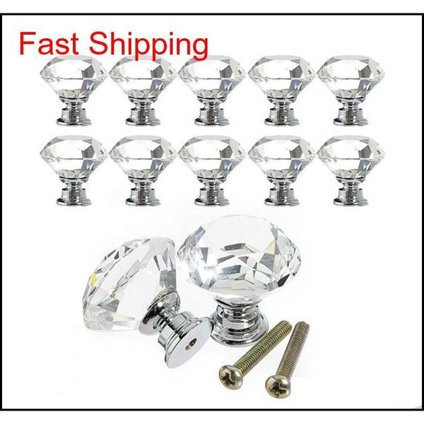 

cabinet pull 30mm diamond furniture accessory clear crystal glass door pull drawer handle knob screw for ho qylfnr bde_luck