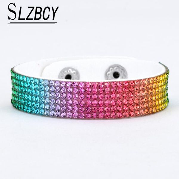 

charm bracelets multi layer rhinestone leather wide for women colorful crystal wrap bracelet bangle ethnic vintage jewelry wristband, Golden;silver