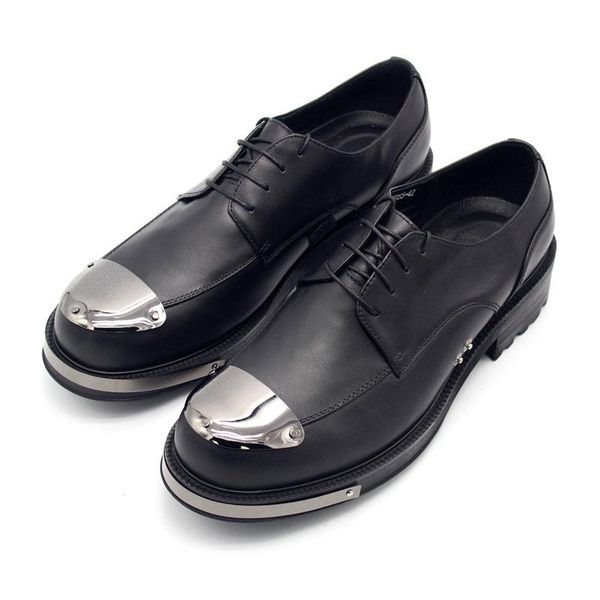 

leather shoes men height increasing platform derby handmade casual mens formal shoes business office plus size, Black