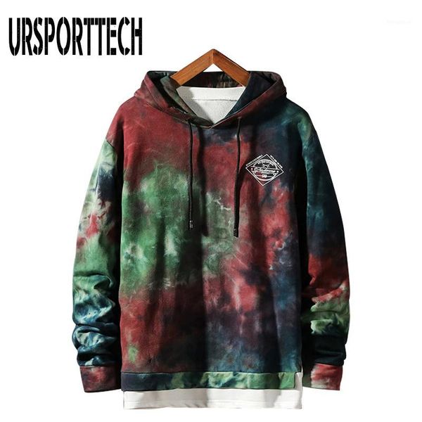 

ursporttech men's hoodies oversized men 2020 100% cotton tie dye hip hop sweatshirt male harajuku japanese streetwear hoodie men1, Black
