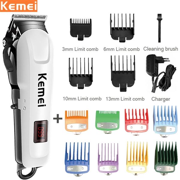

kemei professional hair clipper for men electric trimmer cordless cutter machine lcd display rechargeable haircut 220312