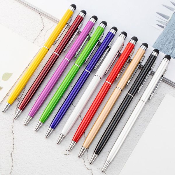 

colorful 2 in 1 metal ballpoint pen custom logo capacitive touch screen stylus pens for promotion