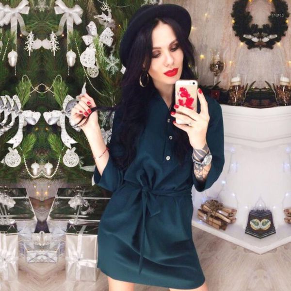 

2018 new fashion spring women office work belt shirt dress bodycon lady party casual loose navy blue pink dresses vestidos1, White;black