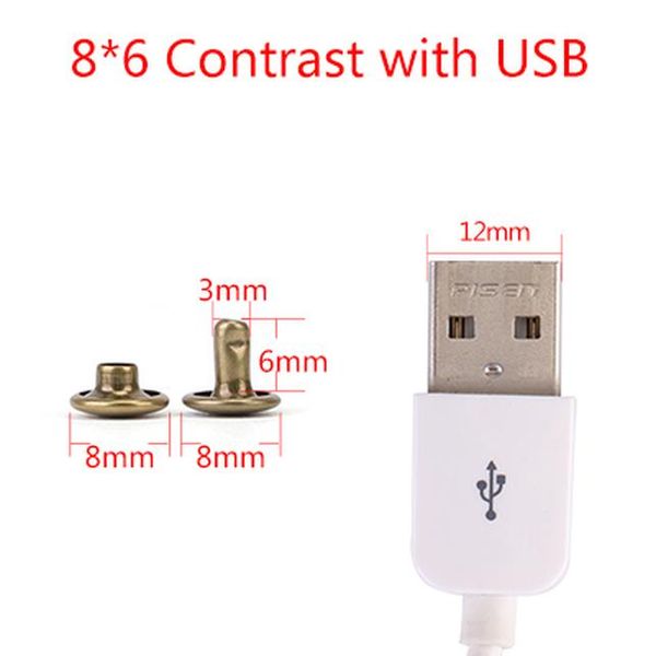 

50pcs 8mm round double cap rivet stud collision nail metal spike rock leathercraft shoe pegs of metal bag belt garment bracelet bbyyzi