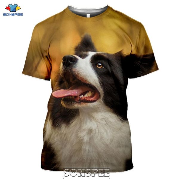 

animal dog border collie print 3d print shirts humor comics comics men clothing
