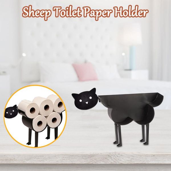 

hooks & rails sheep decorative toilet paper holder - standing bathroom tissue storage roll iron #n4