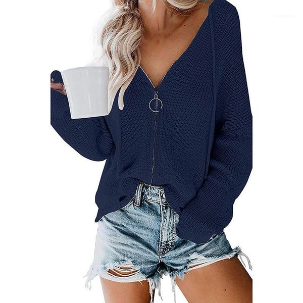 

women autumn casual knitted hooded shirts loose warm zip up sweater -2xl1, White;black