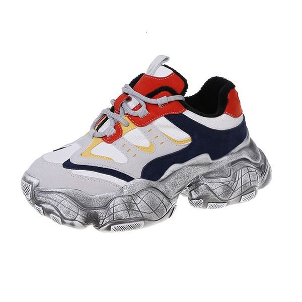 

2021 new spring autumn woman chunky tennis ulzzang fashion rents up to forming high-quality old casual shoes v7al, Black;white