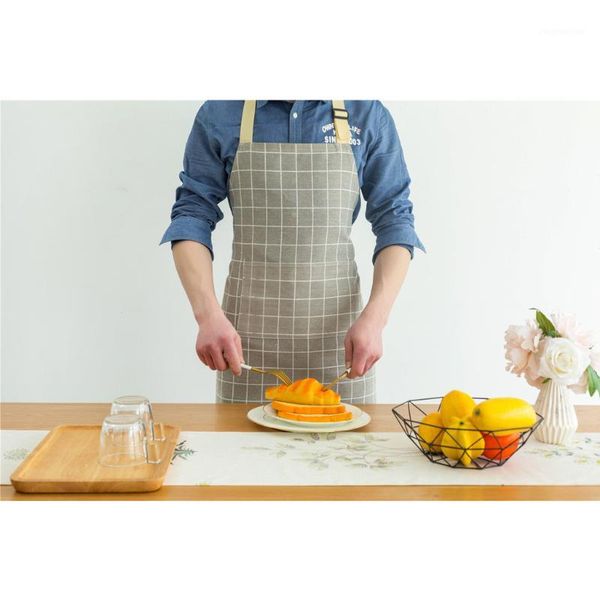 

aprons adjustable kitchen oil-resistant apron waterproof cooking striped plaid chef apron, suitable for women's men's bib1