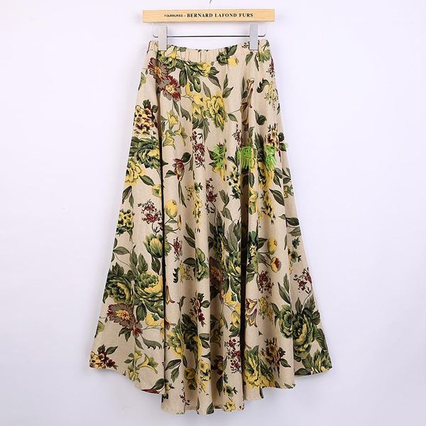 

shanghai story blend linen long shirt casual skirt spring summer skirts chinese style bohemian skirts 82cm length1, Black