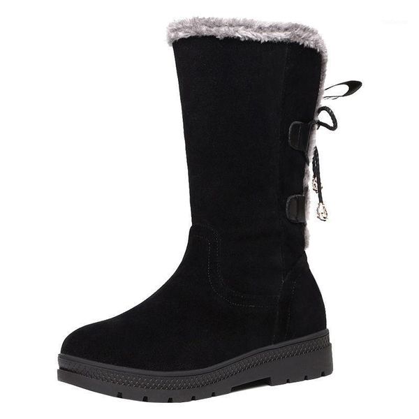 

boots snowshoe lady leather soft soles 2021 women winter velvet padded cotton non-slip shoes women1, Black