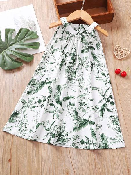 

toddler girls tropical print halter dress she, Red;yellow