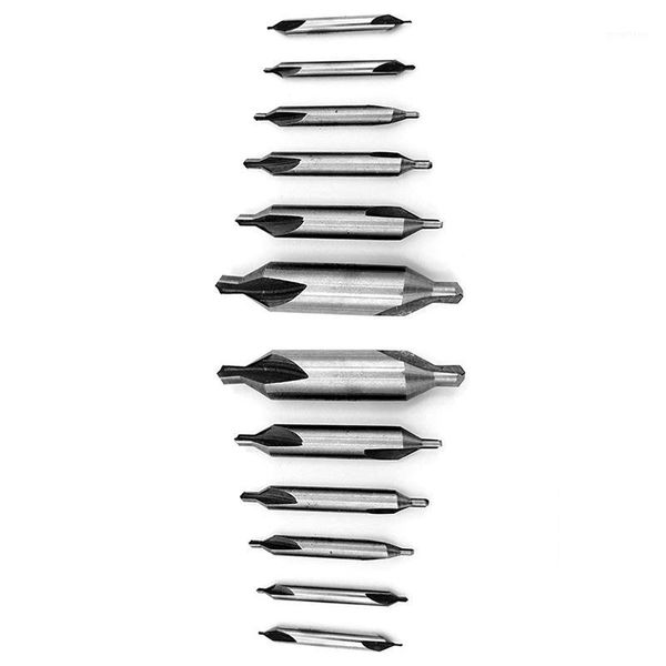 

12 pcs hss combined center drills bit set countersinks 60 degree angle (12pcs,5/3/2.5/2/1.5/1mm)1