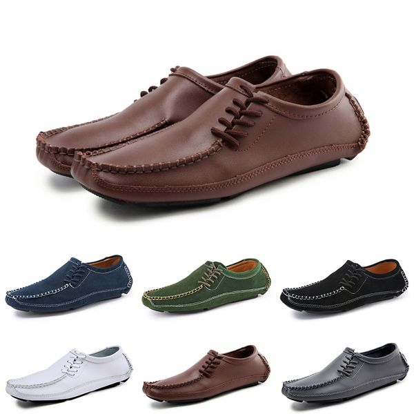 

non-brand men soft lazy peas shoes white black gray brown fashion outdoor pedal leather handmade casual sneakers 38-45